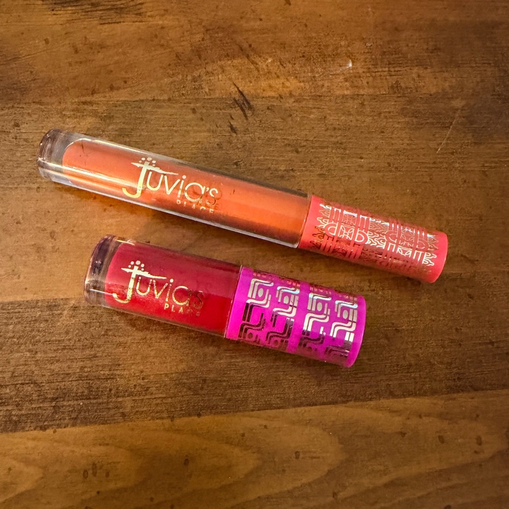 Juvia's Place Lip Gloss Duo - Vibrant Orange and Bold Pink